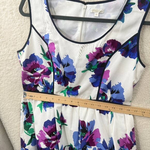 Shoshanna Round neck sleeveless Floral Dress Size 12 Cotton silk blend - Picture 10 of 11